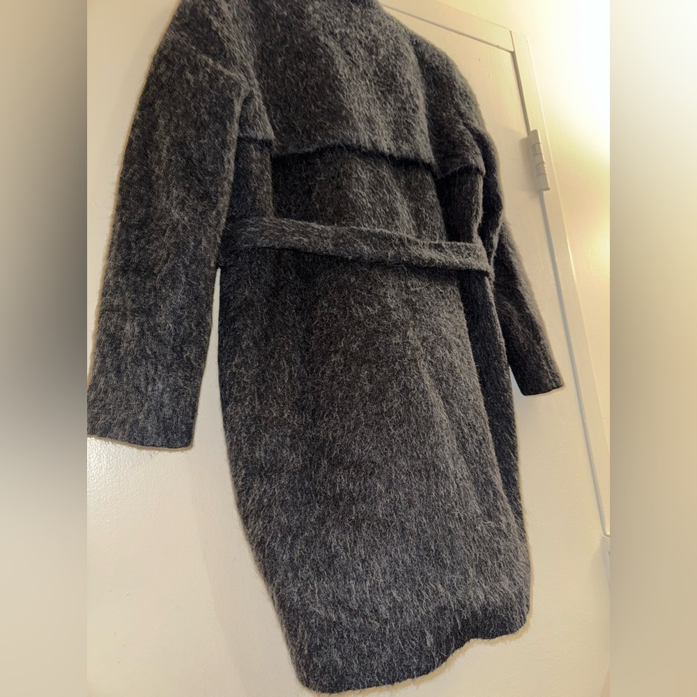 Samsoe Samsoe Nordic Wool Alpaca Elna Jacket Coat Gray Medium Belted - Picture 8 of 8